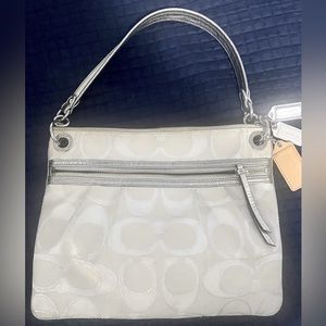 Coach bag - perfect for vacation or summer. White & Silver. Lightweight!